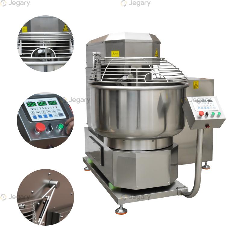 100kg Stainless Steel Self - lifting Dough Mixer A top - notch heavy duty head lifting spiral dough mixer for industrial use. With self - tilting and self - tipping spiral features, it ensures efficient dough handling.
